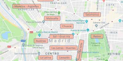 Mapa de barrios de Madrid, España