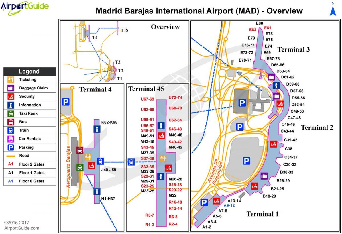 El aeropuerto internacional de Madrid mapa