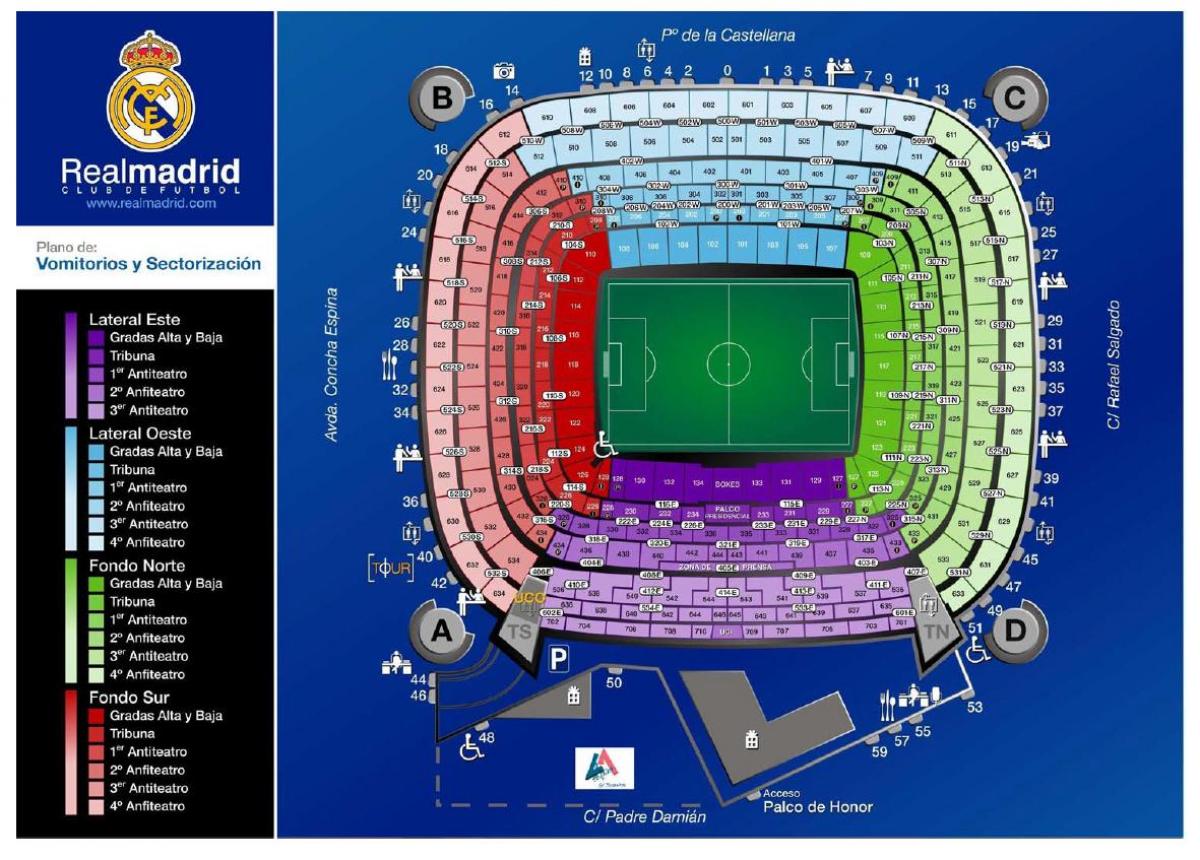 mapa del estadio real Madrid