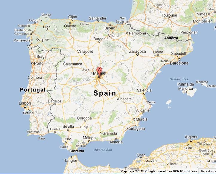 mapa de España muestran Madrid