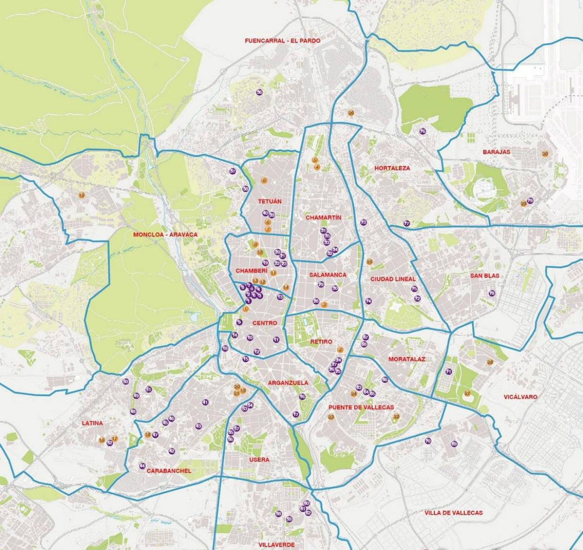 mapa de barrios de Madrid