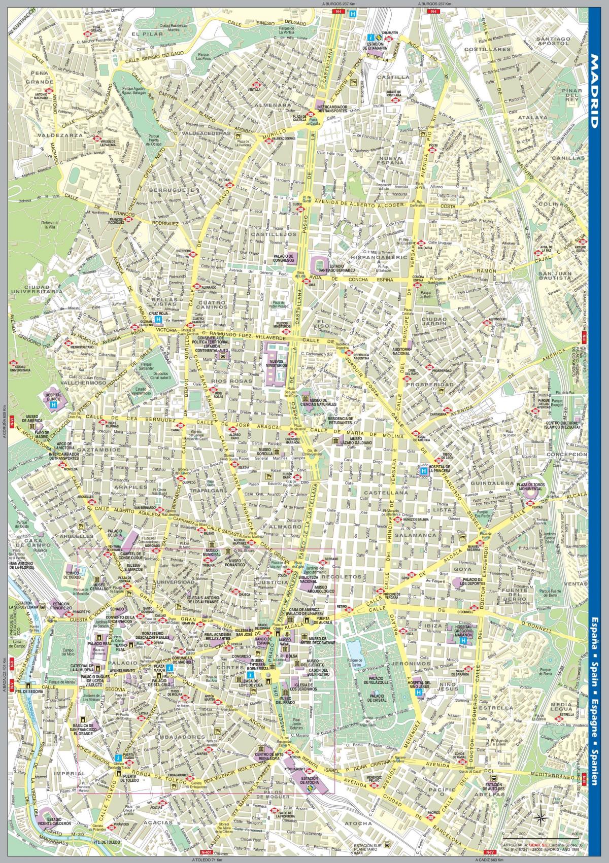 mapa de calle de la ciudad de Madrid centro