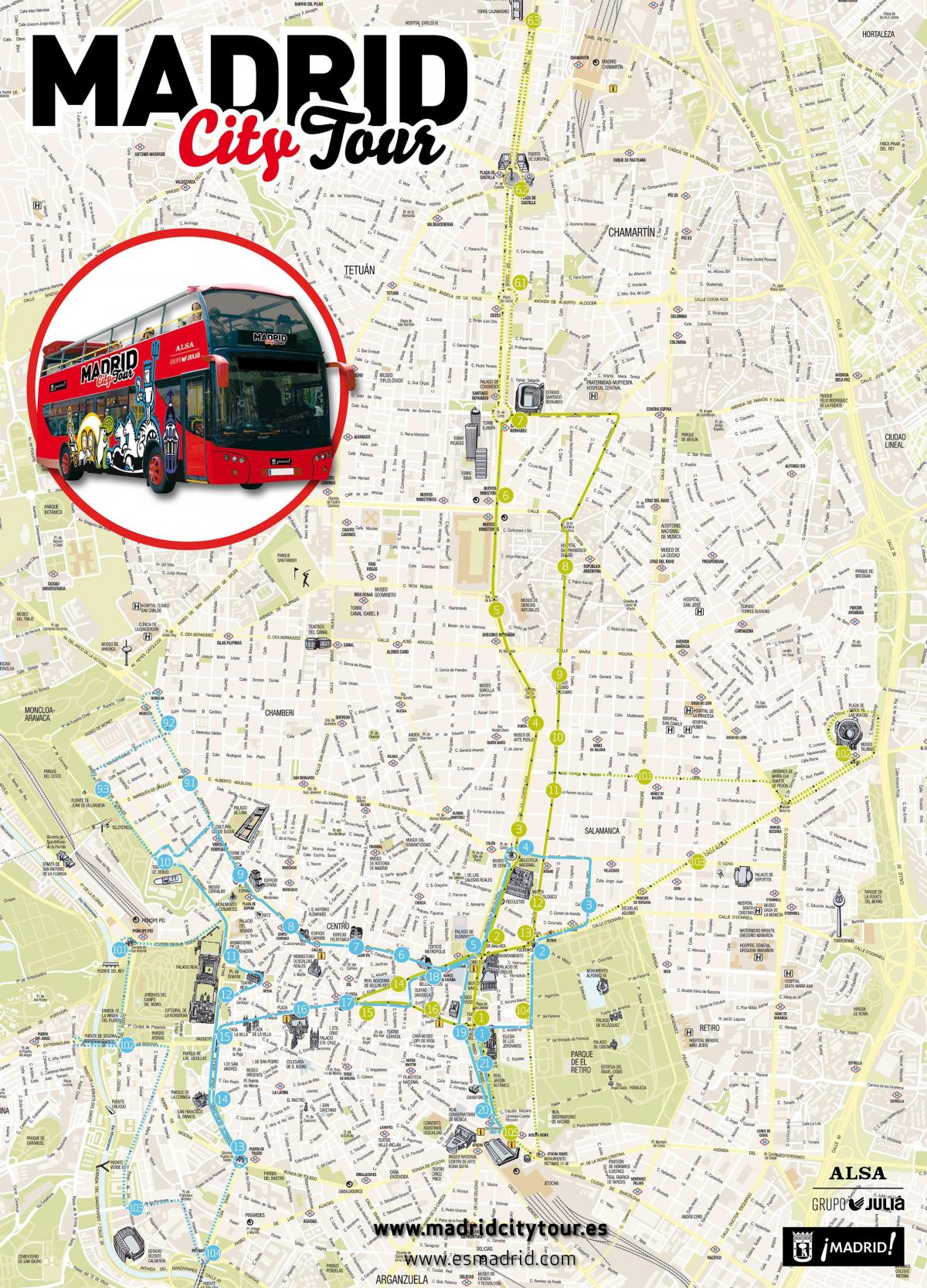 Madrid city tour en autobús mapa