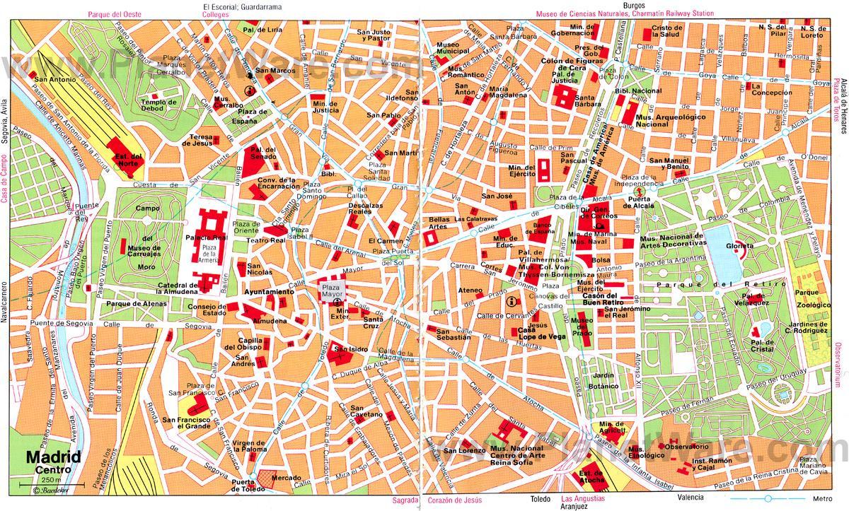 Madrid, España centro de la ciudad mapa